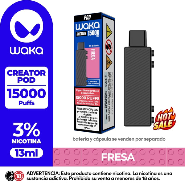 Experience WAKA Peru Disposable WAKA Ceator 15.000 Fresa Flavor Flavour 3% Nicotine Interactive Screen 13ml E-liquid | Experimente WAKA Peru Desechable WAKA Ceator 15.000 Fresa Sabor Sabor 3% Nicotina Pantalla Interactiva 13ml E-líquido
