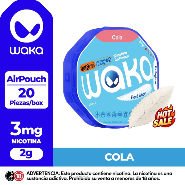 Experience WAKA Peru Disposable WAKA Airpouch Cola PE Flavor Flavour 3mg Nicotine Ultra Thin Nicotine Pouch  | Echa un vistazo a WAKA Perú Bolsa de aire desechable WAKA Cola PE sabor sabor 3 mg de nicotina 20 unidades Bolsa de nicotina
