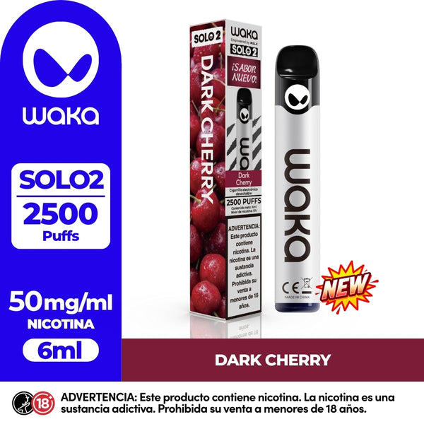 Experience WAKA Peru Disposable WAKA Solo2 2.500 Dark Cherry PE Flavor Flavour 5% Nicotine Unique Waka Alien Light 2,500 Puffs | Experimente WAKA Perú Desechable WAKA Solo2 2.500 Sabor Cereza Oscura PE Sabor 5% Nicotina Único Waka Alien Light 2,500 Puffs
