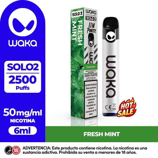 Experience WAKA Peru Disposable WAKA Solo2 2.500 Fresh Mint PE Flavor Flavour 5% Nicotine Unique Waka Alien Light 2,500 Puffs | Experimente WAKA Perú Desechable WAKA Solo2 2.500 Sabor a Menta Fresca PE Sabor 5% Nicotina Único Waka Alien Light 2,500 Puffs
