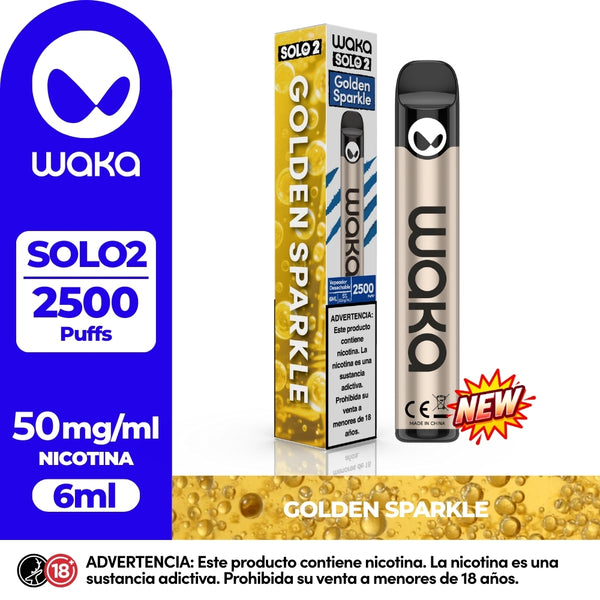 Experience WAKA Peru Disposable WAKA Solo2 2.500 Golden Sparkle PE Flavor Flavour 5% Nicotine Unique Waka Alien Light 2,500 Puffs | Experimente WAKA Perú Desechable WAKA Solo2 2.500 Golden Sparkle PE Flavor Flavor 5% Nicotina Unique Waka Alien Light 2,500 Puffs
