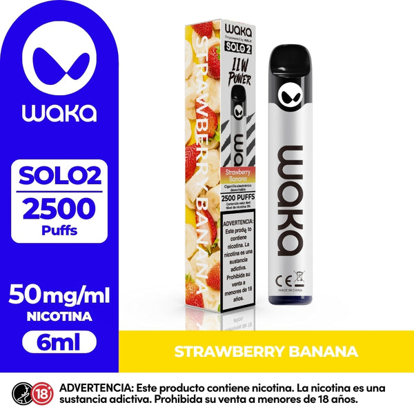 Experience WAKA Peru Disposable WAKA Solo2 2.500 Strawberry Banana PE Flavor Flavour 5% Nicotine Unique Waka Alien Light 2,500 Puffs | Experimente WAKA Perú Desechable WAKA Solo2 2.500 Sabor Fresa Plátano PE Sabor 5% Nicotina Único Waka Alien Light 2,500 Puffs
