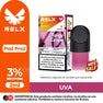 RELX Pod Pro 2 UVA vape pod with 3% nicotine and 2ml capacity. Features a 'Hot Sale' badge and product branding

