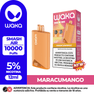 Vape desechable WAKA SMASH AIR 10.000 Puffs sabor Maracumango. Dispositivo con pantalla digital, 12ml de capacidad y 5% de nicotina.
