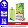Vape desechable WAKA SMASH AIR 10.000 Puffs sabor Sandía. Dispositivo con pantalla digital, 12ml de capacity y 5% de nicotina.
