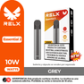Batería dispositivo de vapeo RELX Essential 2 de 10W Watts en color Gris (Grey). Pod recargable para cartuchos RELX, disponible en WAKA Perú.
